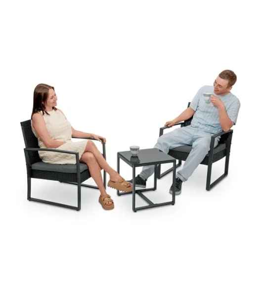 TADAR | MADERA Meble ogrodowe komplet zestaw stolik + 2 krzesła poduszki / 5 el