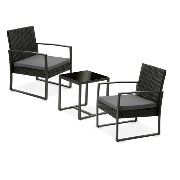 TADAR | MADERA Meble ogrodowe komplet zestaw stolik + 2 krzesła poduszki / 5 el