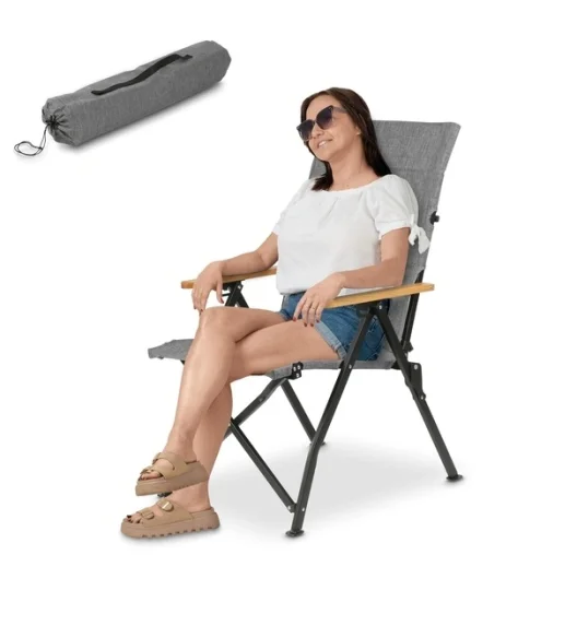 TADAR | OUTDOOR Krzesło turystyczne ogrodowe regulowane składane z torbą / szare