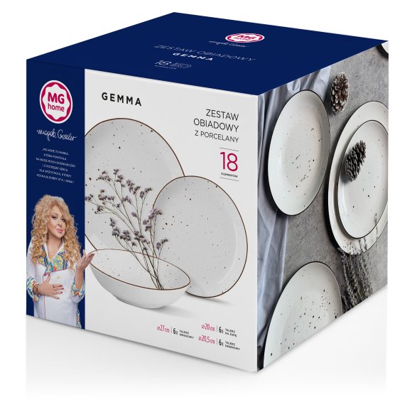 MG HOME | ZESTAW OBIADOWY Z PORCELANY GEMMA WHITE 36 EL / 12 OS