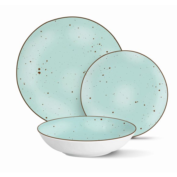 MG HOME | ZESTAW OBIADOWY Z PORCELANY GEMMA GREEN 54 EL / 18 OS