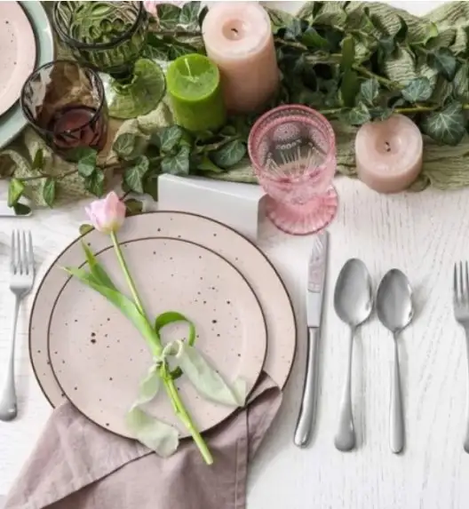 MG HOME | ZESTAW OBIADOWY Z PORCELANY GEMMA PINK 54 EL / 18 OS