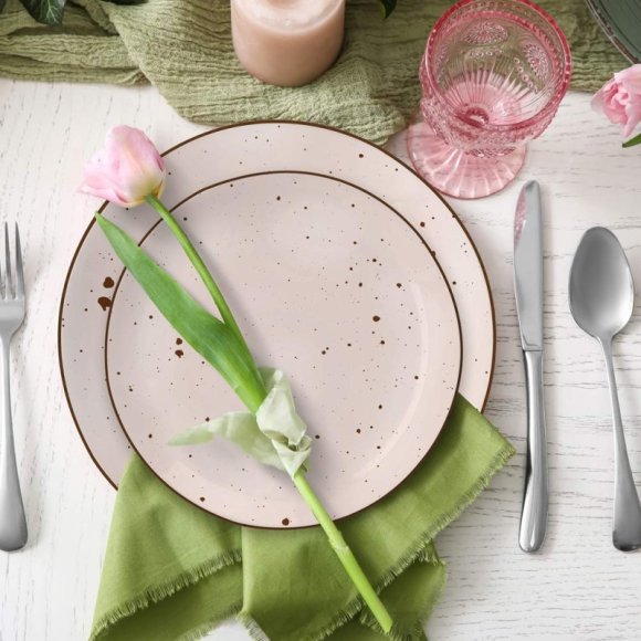 MG HOME | ZESTAW OBIADOWY Z PORCELANY GEMMA PINK 54 EL / 18 OS