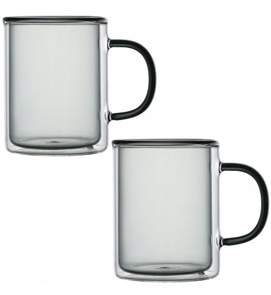 MG HOME | DECO | ZESTAW SZKLANEK DOUBLE WALL ZE SZKŁA BOROKRZEMOWEGO Z KOLOR. UCHEM 6x300ML - CZARNE