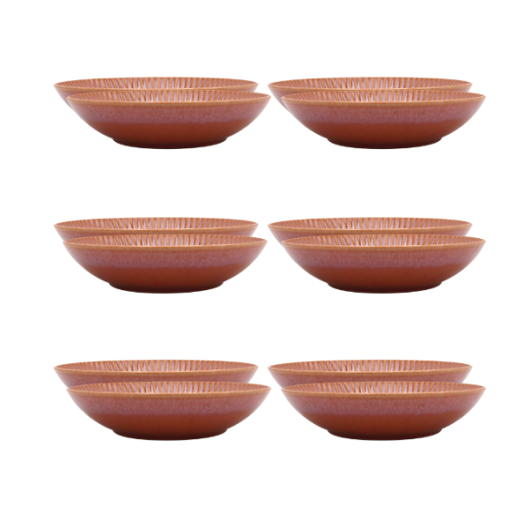 LUBIANA STONEWARE BLUSH | Talerz głęboki 22 cm x 18 szt. | luz | kolor łososiowy