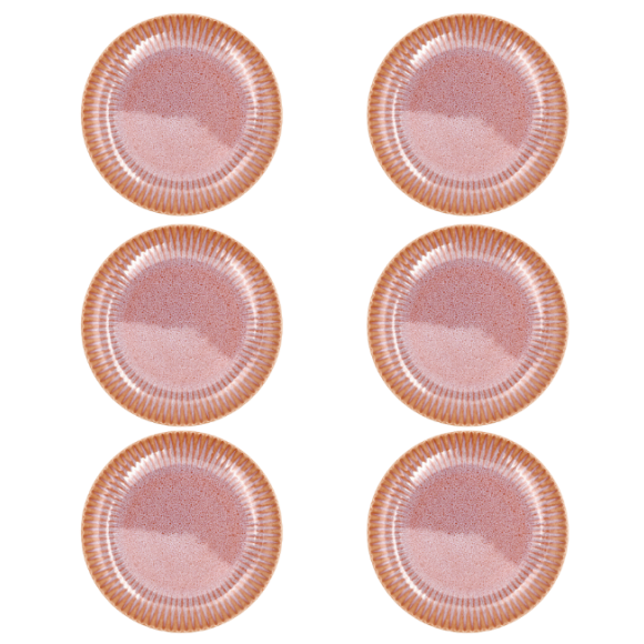 LUBIANA STONEWARE BLUSH | Talerz deserowy 21 cm x 6 szt. | luz | kolor łososiowy