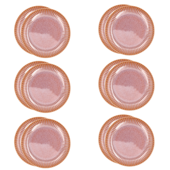 LUBIANA STONEWARE BLUSH | Talerz deserowy 21 cm x 12 szt. | luz | kolor łososiowy