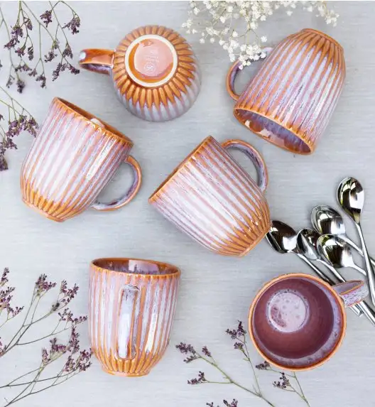 LUBIANA STONEWARE BLUSH | Kubek 350 ml x 6 szt. | luz | kolor łososiowy