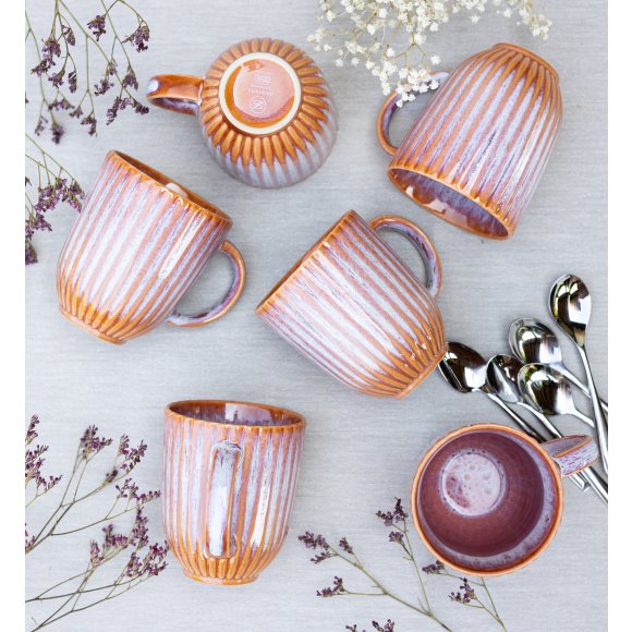LUBIANA STONEWARE BLUSH | Kubek 350 ml x 6 szt. | luz | kolor łososiowy