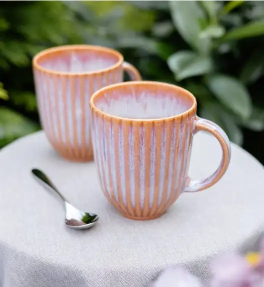LUBIANA STONEWARE CERAMIKA BLUSH | Serwis obiadowy 48 elementów dla 12 osób | kolor łososiowy