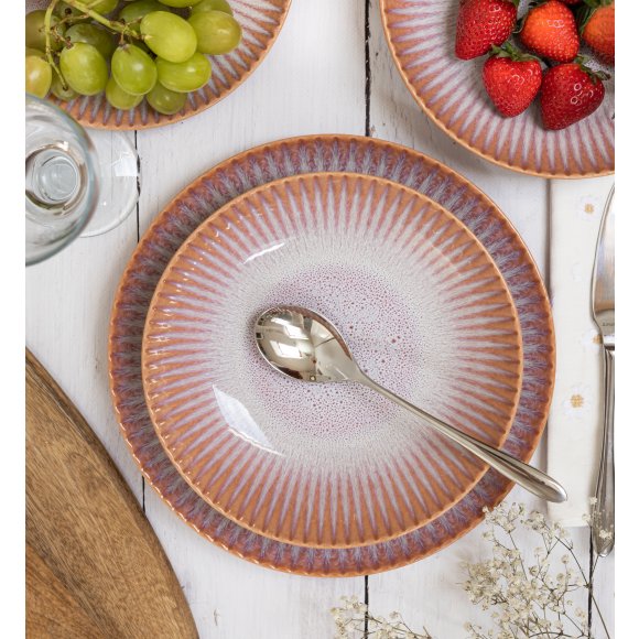 LUBIANA STONEWARE CERAMIKA BLUSH | Serwis obiadowy 72 elementy dla 18 osób | kolor łososiowy