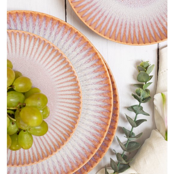 LUBIANA STONEWARE CERAMIKA BLUSH | Serwis obiadowy 72 elementy dla 18 osób | kolor łososiowy