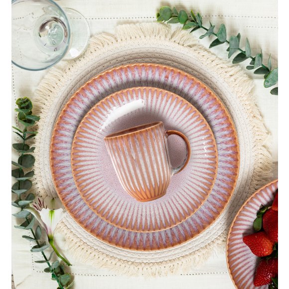 LUBIANA STONEWARE CERAMIKA BLUSH | Serwis obiadowy 72 elementy dla 18 osób | kolor łososiowy