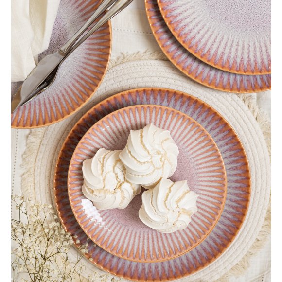 LUBIANA STONEWARE CERAMIKA BLUSH | Serwis obiadowy 96 elementów dla 24 osób | kolor łososiowy