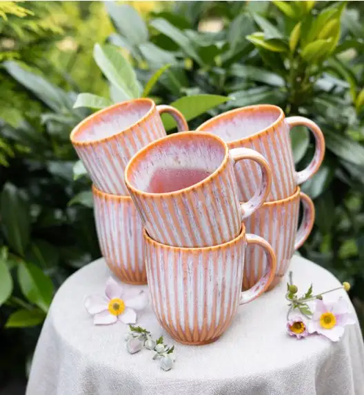 LUBIANA STONEWARE CERAMIKA BLUSH | Serwis obiadowy 96 elementów dla 24 osób | kolor łososiowy