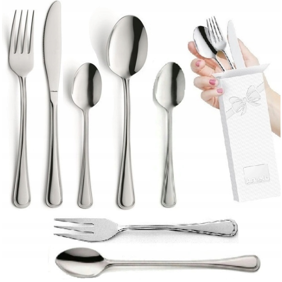 AMEFA BOLOGNA Sztućce UE Komplet 84 el z łyżeczką do latte / pudełko składane / 12 os / połysk