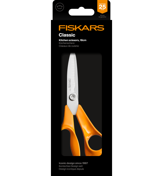 FISKARS CLASSIC Nożyczki kuchenne 18 cm ząbkowane ostrze / stal nierdzewna (6 generacja)
