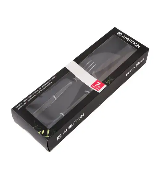 AMBITION PRATO Komplet sztućców do ciasta 7 el dla 6 osób / czarny