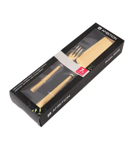 AMBITION PRATO Komplet sztućców do ciasta 7 el dla 6 osób / złoty