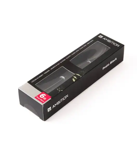 AMBITION PRATO Komplet 6 łyżeczek do herbaty / pudełko / 6 osób / czarny