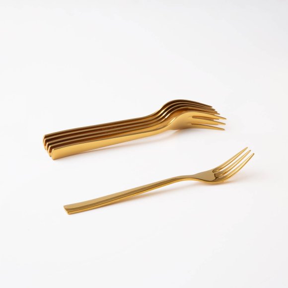 AMBITION PRATO Komplet 6 widelczyków do ciasta / pudełko / 6 osób / złoty