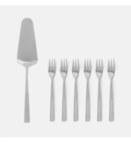 AMBITION PRATO Komplet sztućców do ciasta 7 el dla 6 osób / srebrny