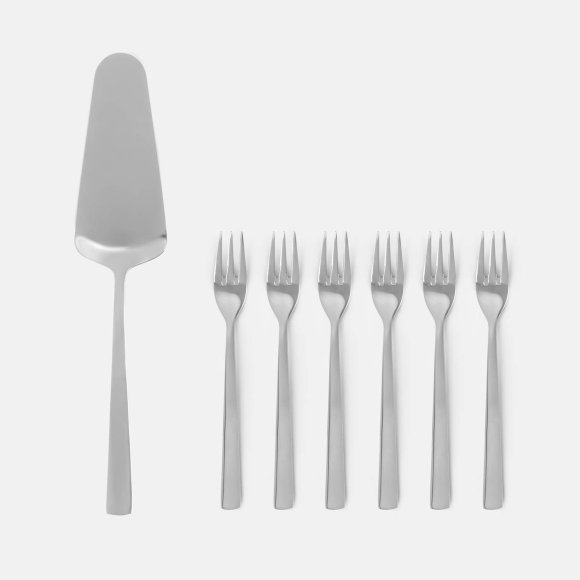 AMBITION PRATO Komplet sztućców do ciasta 7 el dla 6 osób / srebrny