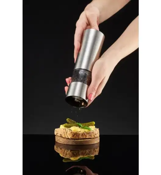 AMBITION STEEL Elektryczny młynek do soli i pieprzu / srebrny