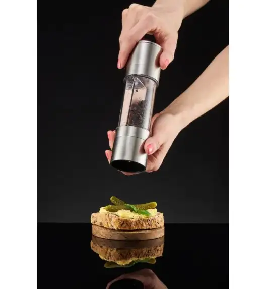 AMBITION STEEL Młynek do soli i pieprzu / podwójny / srebrny