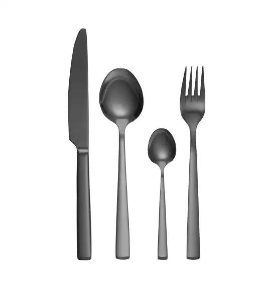 AMBITION PRATO Sztućce Komplet 24+7 el dla 6 osób / pudełko / czarne