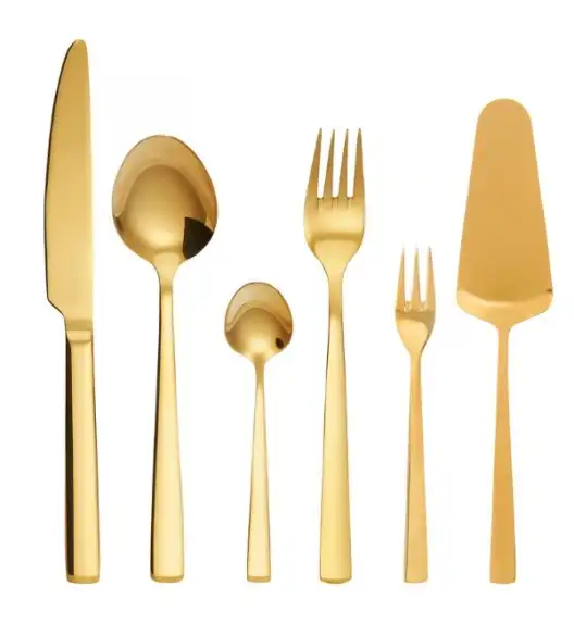 AMBITION PRATO Sztućce Komplet 48+14 el dla 12 osób / pudełko / złote