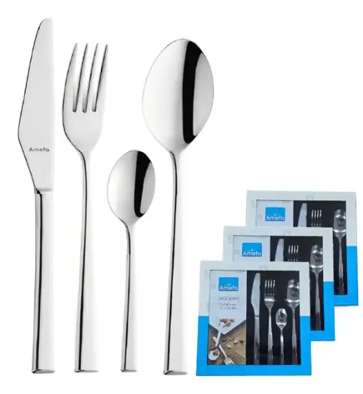 AMEFA MODENA Sztućce UE Komplet 72 el w pudełku kwadratowym / 18 os / połysk / stal nierdzewna 18/0