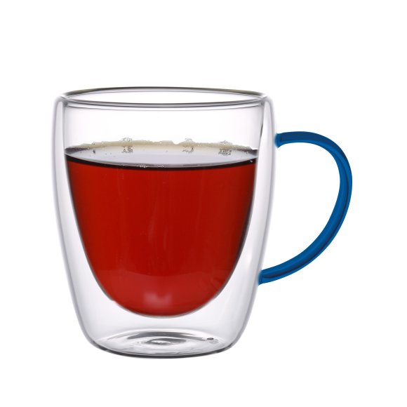 WYPRZEDAŻ! MG HOME | RENZA Zestaw 2 szklanek termicznych z uchem 300 ml / granatowe