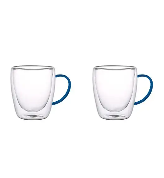 MG HOME | RENZA Zestaw 2 szklanek termicznych z uchem 300 ml / granatowe