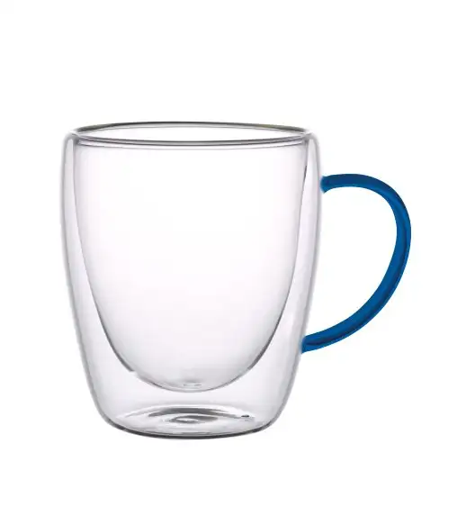 MG HOME | RENZA Zestaw 2 szklanek termicznych z uchem 300 ml / granatowe