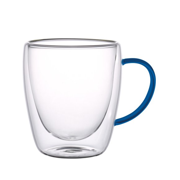 WYPRZEDAŻ! MG HOME | RENZA Zestaw 2 szklanek termicznych z uchem 300 ml / granatowe