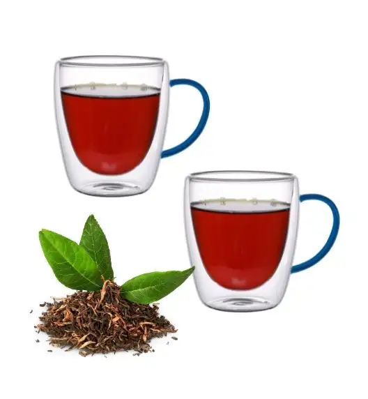 MG HOME | RENZA Zestaw 2 szklanek termicznych z uchem 300 ml / granatowe