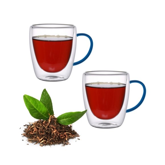 MG HOME | RENZA Zestaw 2 szklanek termicznych z uchem 300 ml / granatowe