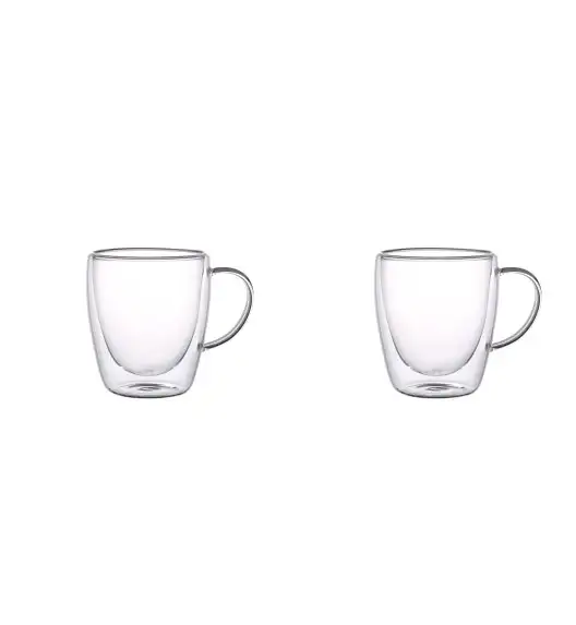 MG HOME | RENZA Zestaw 2 szklanek termicznych z uchem 300 ml / transparentne