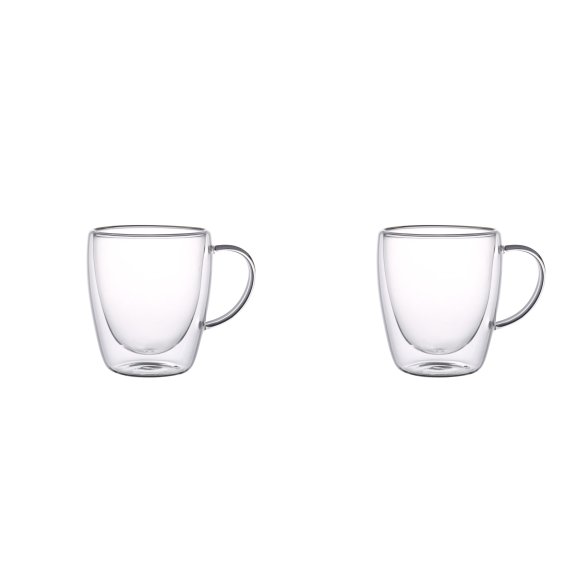 MG HOME | RENZA Zestaw 2 szklanek termicznych z uchem 300 ml / transparentne