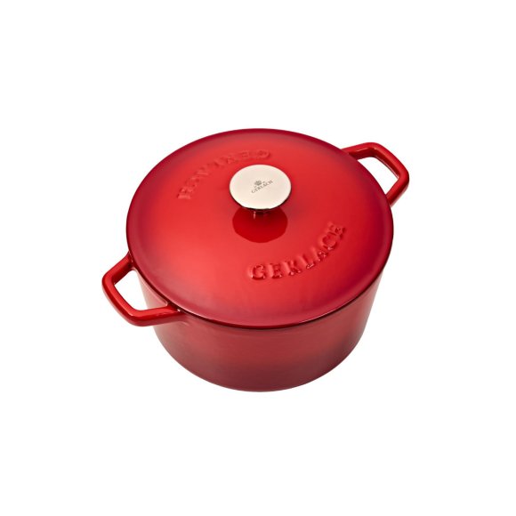 GERLACH NATUR IRON Garnek 3 L z pokrywką 21 cm / żeliwo / czerwony gradient