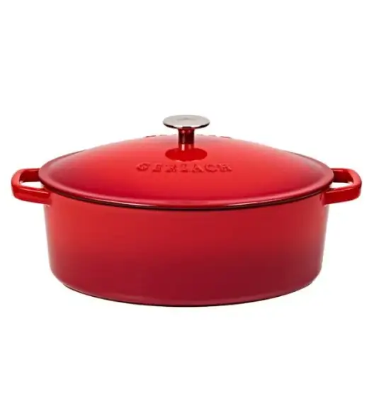 GERLACH NATUR IRON Komplet 2 garnków z pokrywkami + brytfanna 6 el | żeliwo | czerwony gradient