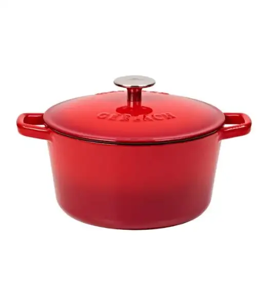 GERLACH NATUR IRON Komplet 2 garnków z pokrywkami + brytfanna 6 el | żeliwo | czerwony gradient