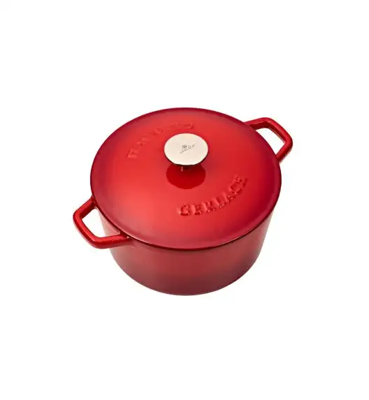 GERLACH NATUR IRON Komplet 2 garnków z pokrywkami 3L + 5L | żeliwo | czerwony gradient