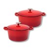 GERLACH NATUR IRON Komplet 2 garnków z pokrywkami 3L + 5L | żeliwo | czerwony gradient