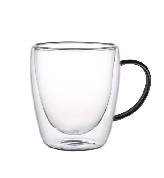 MG HOME | RENZA Zestaw 6 szklanek termicznych z uchem 300 ml / czarne