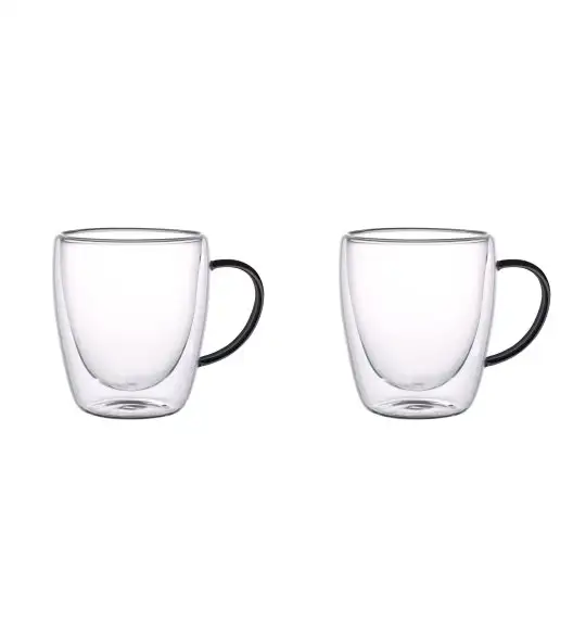 MG HOME | RENZA Zestaw 6 szklanek termicznych z uchem 300 ml / czarne