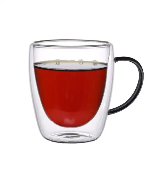 MG HOME | RENZA Zestaw 6 szklanek termicznych z uchem 300 ml / czarne