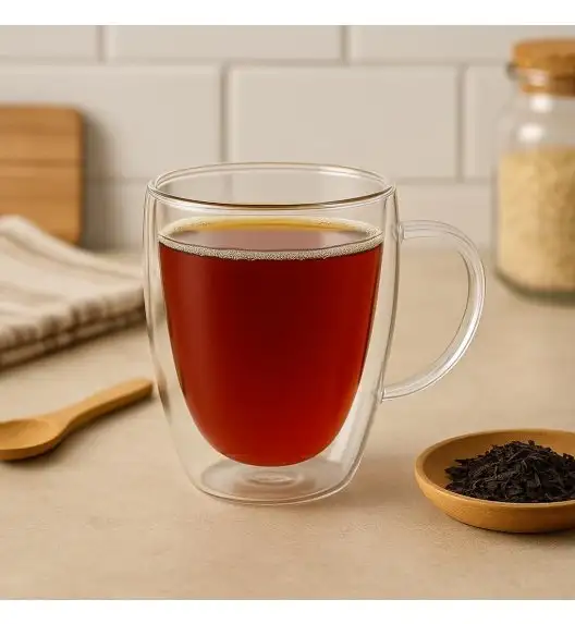 MG HOME | RENZA Zestaw 6 szklanek termicznych z uchem 300 ml / transparentne