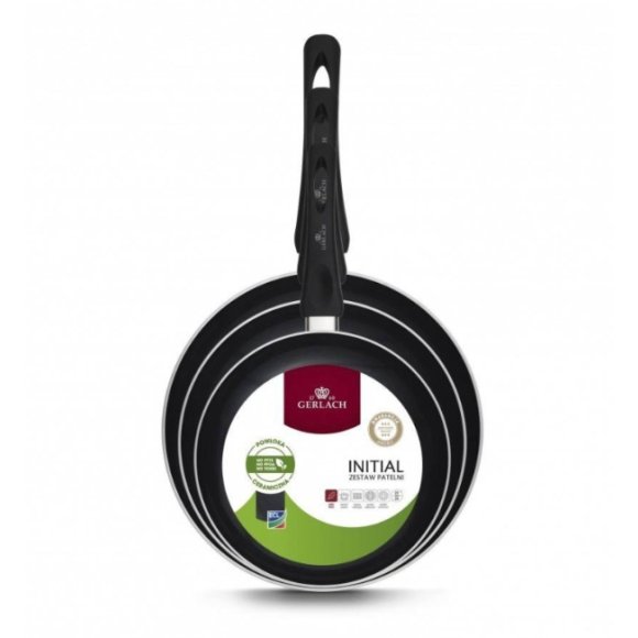 GERLACH INITIAL Komplet 3 patelni 20/24/28 cm z powłoką ceramiczną / indukcja